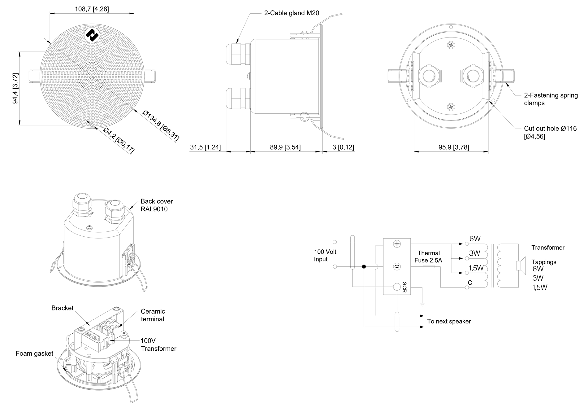 Dimensional Drawing CLW-135T-MED