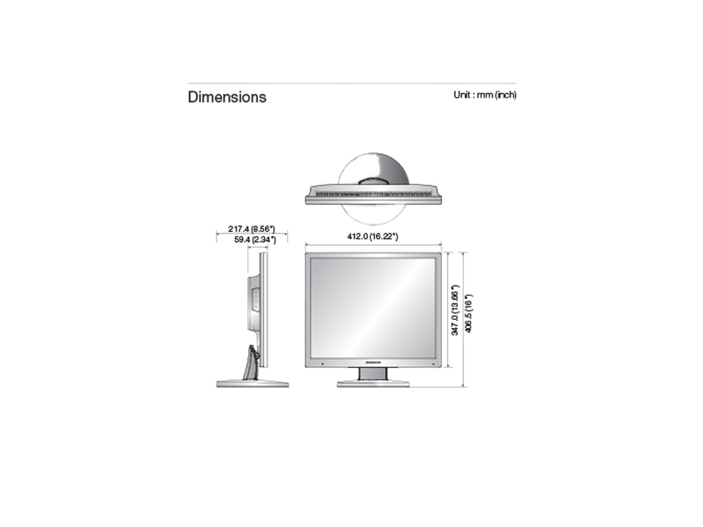Dimensional Drawing SMT-1935 19 Inch Monitor LED HD