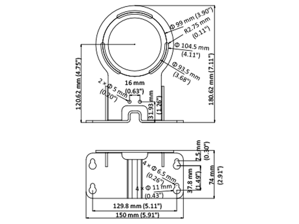 Wall Mount Dimensional Drawing