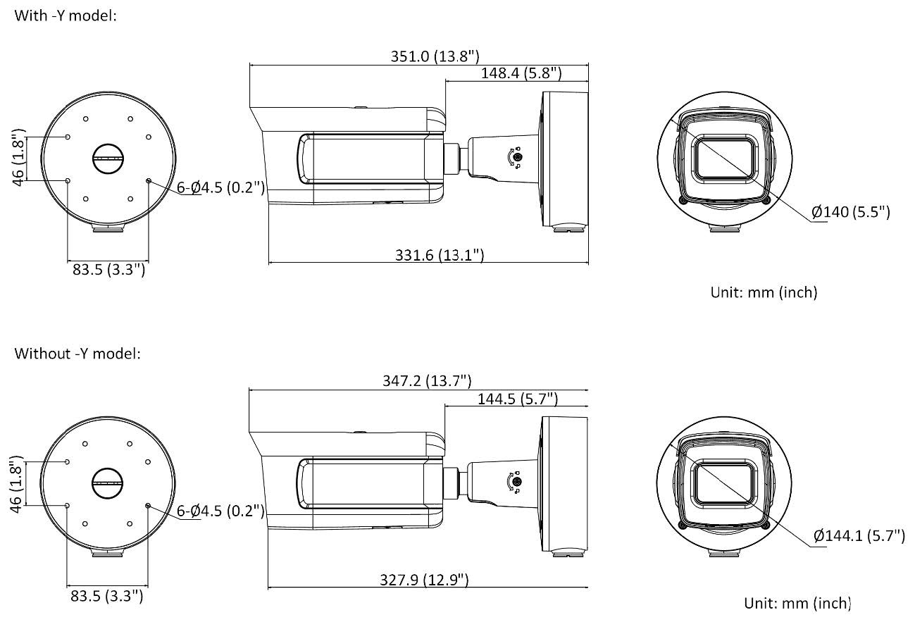 Dimensional Drawing 2310111186 Varifocal Bullet Network Camera