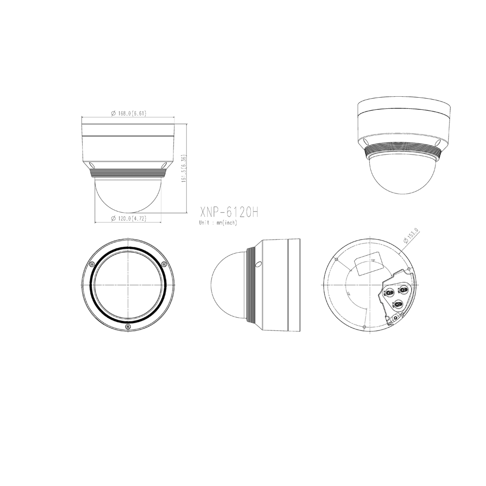 PTZ Dome Camera Dimensional Drawing