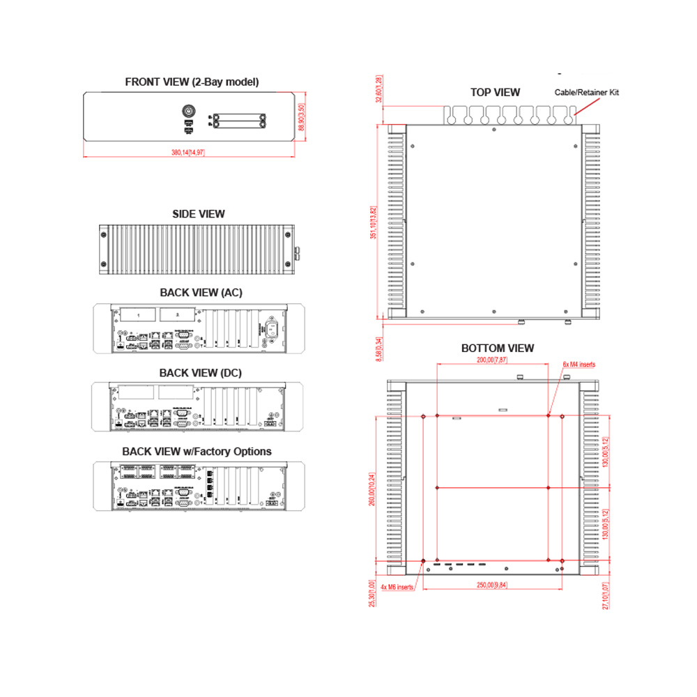 Dimensional Drawing HT20370 ENIX Client for 2 Monitors 