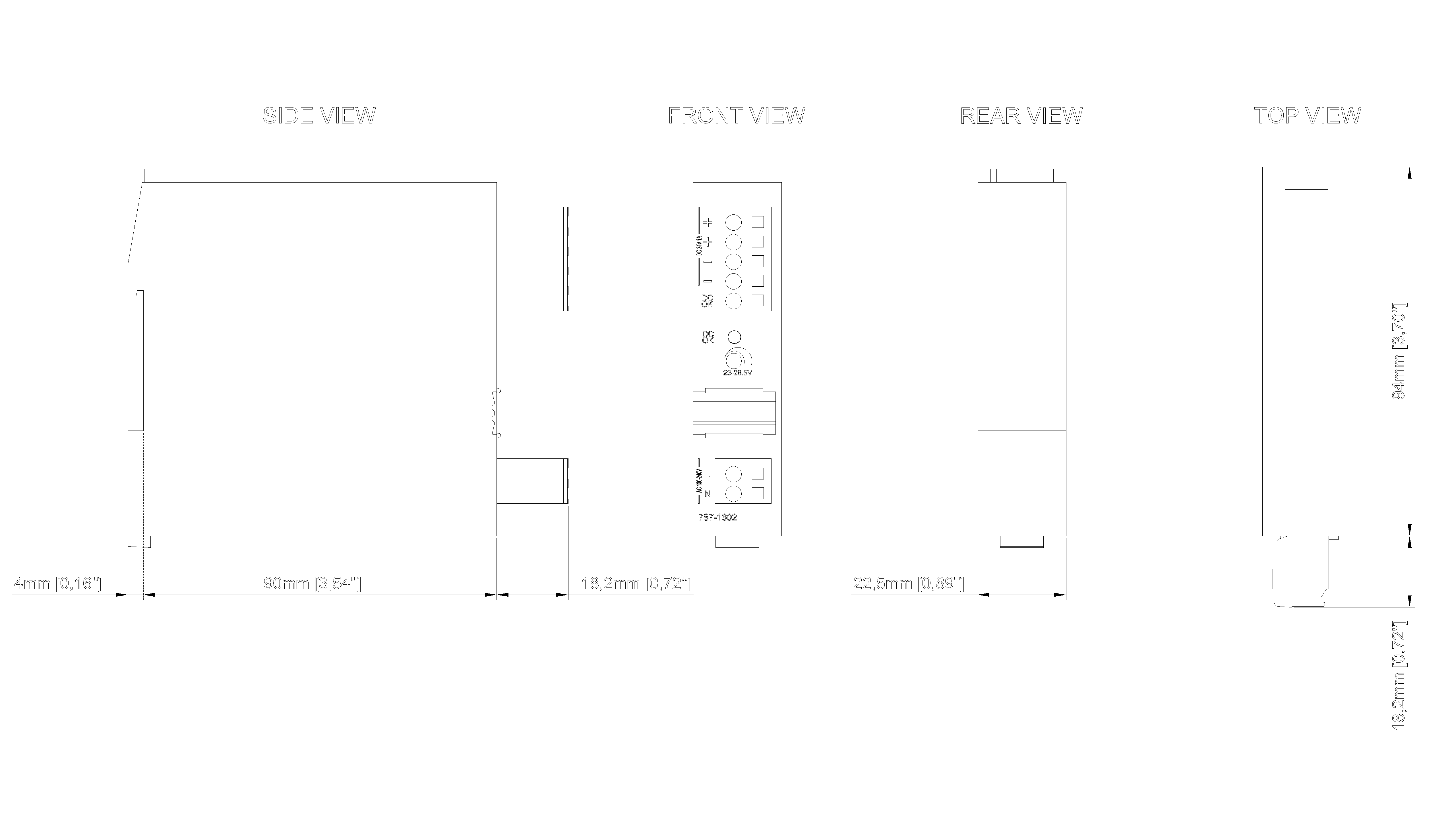 2990000067 - Power supply 100-240VAC 24VDC 1A DNV-GL_Dimensional_drawing