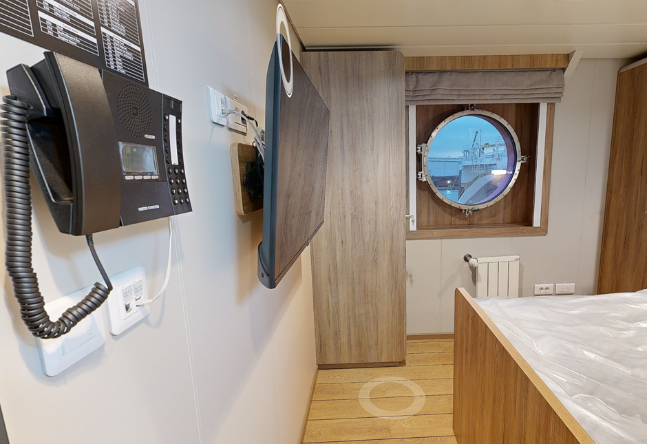 interior cabin on fishing vessel with Zenitel IP Telephones and IPTV System