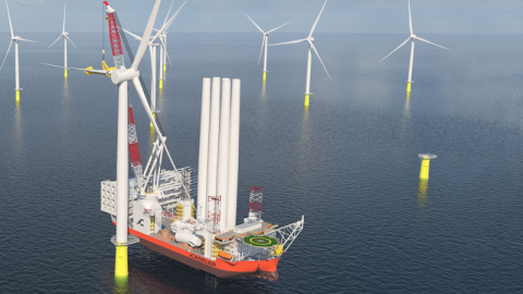 Cadeler offshore turbine installation vessel